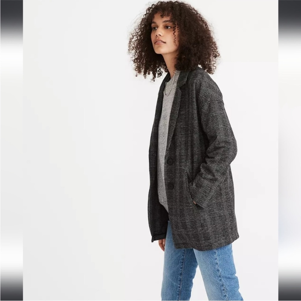 Madewell Glen Plaid Oversize Knit Blazer Size M - Picture 4 of 15